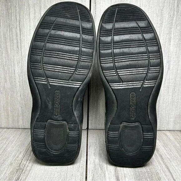 OrthoFeet Broadway 510 Velcro Hook And Look Black Leather Shoes Mens Size 8 - Picture 9 of 10